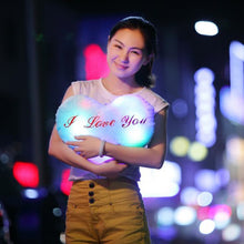 Load image into Gallery viewer, Heart Shaped English Letter Pattern Glowing Light Plush Pillow Toy Cushion