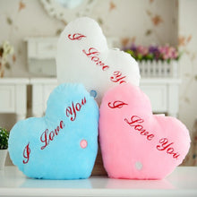 Load image into Gallery viewer, Heart Shaped English Letter Pattern Glowing Light Plush Pillow Toy Cushion