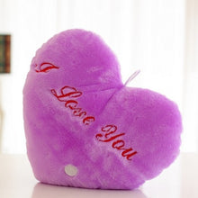 Load image into Gallery viewer, Heart Shaped English Letter Pattern Glowing Light Plush Pillow Toy Cushion