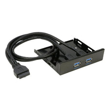 Load image into Gallery viewer, 5.25 inch 2 Ports USB3.0 Floppy Bay Front Panel  HUB Spilitter with Power Adapter, 2 Ports USB