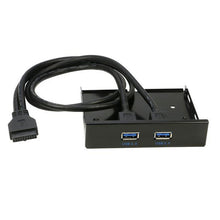 Load image into Gallery viewer, 5.25 inch 2 Ports USB3.0 Floppy Bay Front Panel  HUB Spilitter with Power Adapter, 2 Ports USB