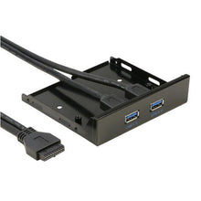 Load image into Gallery viewer, 5.25 inch 2 Ports USB3.0 Floppy Bay Front Panel  HUB Spilitter with Power Adapter, 2 Ports USB
