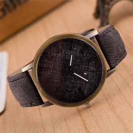 Denim Design Leather Strap Quartz Watches for Women