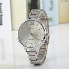 2 PCS Women Large Dial Stainless Steel Fine Strap Quartz Watch