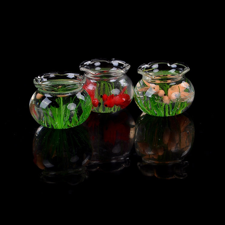 Dollhouse Miniature Transparent Glass Fish Tank Aquarium Toys