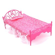 Load image into Gallery viewer, Mini Beautiful Plastic Bed Bedroom Furniture for Dolls Dollhouse Random Color Delivery