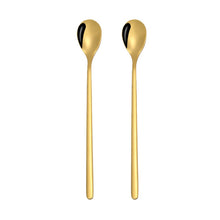 Load image into Gallery viewer, 2 PCS Stainless Steel Spoon Creative Coffee Spoon Bar Ice Spoon Gold Plated Long Stirring Spoon, Round Spoon Silver, Pointed Spoon Silver, Square Spoon Silver, Round Spoon Gold, Pointed Spoon Gold, Square Spoon Gold, Round Spoon Rose Gold              ...