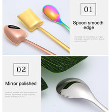 Load image into Gallery viewer, 2 PCS Stainless Steel Spoon Creative Coffee Spoon Bar Ice Spoon Gold Plated Long Stirring Spoon, Round Spoon Silver, Pointed Spoon Silver, Square Spoon Silver, Round Spoon Gold, Pointed Spoon Gold, Square Spoon Gold, Round Spoon Rose Gold              ...