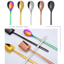 Load image into Gallery viewer, 2 PCS Stainless Steel Spoon Creative Coffee Spoon Bar Ice Spoon Gold Plated Long Stirring Spoon, Round Spoon Silver, Pointed Spoon Silver, Square Spoon Silver, Round Spoon Gold, Pointed Spoon Gold, Square Spoon Gold, Round Spoon Rose Gold              ...
