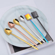 Load image into Gallery viewer, 2 PCS Stainless Steel Spoon Creative Coffee Spoon Bar Ice Spoon Gold Plated Long Stirring Spoon, Round Spoon Silver, Pointed Spoon Silver, Square Spoon Silver, Round Spoon Gold, Pointed Spoon Gold, Square Spoon Gold, Round Spoon Rose Gold              ...