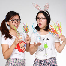 Load image into Gallery viewer, 10 PCS Creative Plastic Curved Straws, Random Color Style Delivery, Plastic Curved Straws