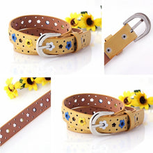 Load image into Gallery viewer, Flowers Pattern Hollow PU Leather Belt for Children