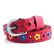 Load image into Gallery viewer, Flowers Pattern Hollow PU Leather Belt for Children