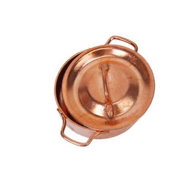3 PCS Doll House Miniature Kitchen Copper Pot with Lid Children Educational Toys
