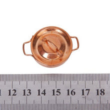 Load image into Gallery viewer, 3 PCS Doll House Miniature Kitchen Copper Pot with Lid Children Educational Toys
