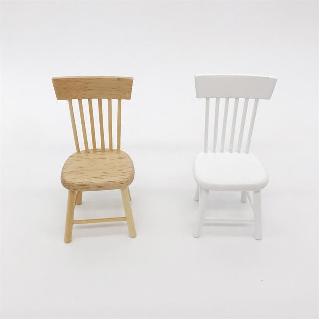 3 PCS Doll House Miniature Dining Room Furniture Wooden Chair Children Educational Toys