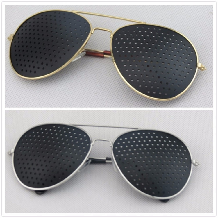 2 PCS Pin-hole Glasses Pin Hole Sunglasses Eye Exercise Eyesight Natural Healing Vision Correction and Improvement, Golden Color Frame