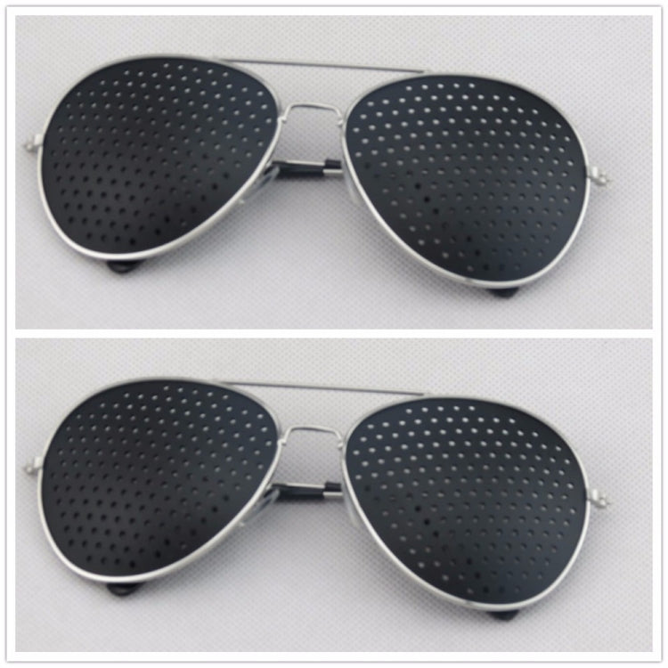 2 PCS Pin-hole Glasses Pin Hole Sunglasses Eye Exercise Eyesight Natural Healing Vision Correction and Improvement, Golden Color Frame