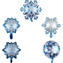 Load image into Gallery viewer, 5 PCS Snowflake Shaped Holiday Decoration Aluminum Film Balloon, 32×36cm Mini Snowflake, 29×40cm Mini Snowflake, 45×45cm Snowflake, 50×58cm Snowflake, 73×73cm Large Snowflake