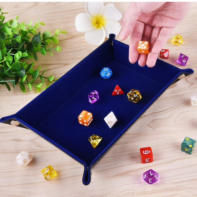 2 PCS PU Leather Folding Hexagonal Dice Game Bar Club Dice Storage Tray