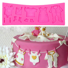 Load image into Gallery viewer, 2 PCS Baking Mold Baby Shoes Fondant Cake Mold Kid Clothes Silicone DIY Chocolate West Point Mold, Kid Clothes Shape