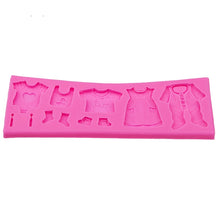 Load image into Gallery viewer, 2 PCS Baking Mold Baby Shoes Fondant Cake Mold Kid Clothes Silicone DIY Chocolate West Point Mold, Kid Clothes Shape