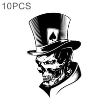 Load image into Gallery viewer, 10 PCS Joker Skeleton Skull Playing Cards Poker Monster Hat Shape Vinyl Car Sticker, Size: 11.3x17.6cm, Joker Skeleton Skull