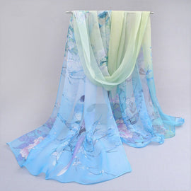 Autumn and Winter Ladies Wild Chiffon Thin Long Scarf Decorated Scarf Shawl
