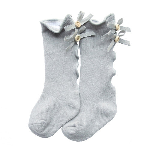 Baby Cute High Knee Fungus Lace Bow Socks