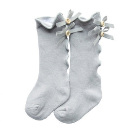 Baby Cute High Knee Fungus Lace Bow Socks