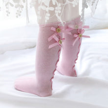 Load image into Gallery viewer, Baby Cute High Knee Fungus Lace Bow Socks