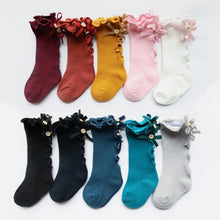 Load image into Gallery viewer, Baby Cute High Knee Fungus Lace Bow Socks