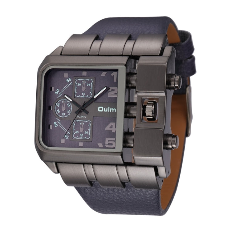 Oulm 3364 Men Square Dial Leather Belt Quartz Watch