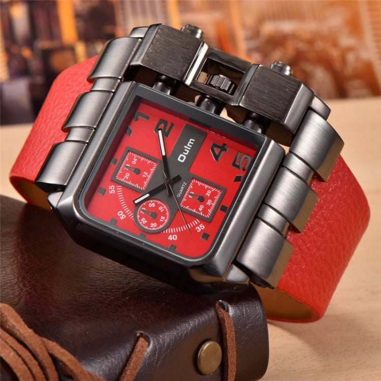 Oulm 3364 Men Square Dial Leather Belt Quartz Watch