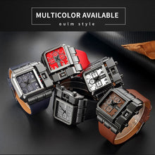 Load image into Gallery viewer, Oulm 3364 Men Square Dial Leather Belt Quartz Watch