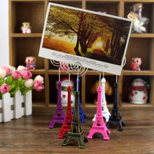 Load image into Gallery viewer, Mini Eiffel Tower Shape Desktop Statue Information Notecard Holder Photo Clip Home Art Deco Gift, Random Color Delivery, Eiffel Tower Shape Card Holder