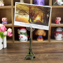 Load image into Gallery viewer, Mini Eiffel Tower Shape Desktop Statue Information Notecard Holder Photo Clip Home Art Deco Gift, Random Color Delivery, Eiffel Tower Shape Card Holder
