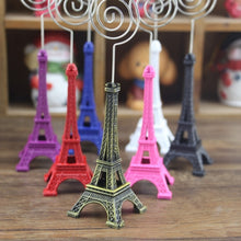 Load image into Gallery viewer, Mini Eiffel Tower Shape Desktop Statue Information Notecard Holder Photo Clip Home Art Deco Gift, Random Color Delivery, Eiffel Tower Shape Card Holder
