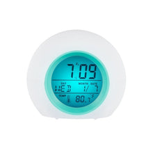 Load image into Gallery viewer, Round Color Light Gradient Alarm Clock Perpetual Calendar Clock, Round Color Light Clock