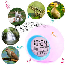 Load image into Gallery viewer, Round Color Light Gradient Alarm Clock Perpetual Calendar Clock, Round Color Light Clock