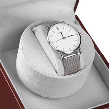 Load image into Gallery viewer, Leather Single Watch Box Electric Motor Watch Shaker Automatic Watch Shaker ，US Plug, Single, Black Leather, Single, Brown Leather