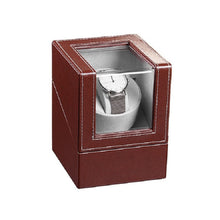 Load image into Gallery viewer, Leather Single Watch Box Electric Motor Watch Shaker Automatic Watch Shaker ，US Plug, Single, Black Leather, Single, Brown Leather