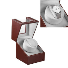 Load image into Gallery viewer, Leather Single Watch Box Electric Motor Watch Shaker Automatic Watch Shaker ，US Plug, Single, Black Leather, Single, Brown Leather