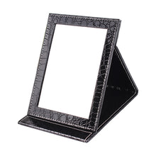 Load image into Gallery viewer, Square Stand Leather Make Up Mirror Alligator Pattern Portable Cosmetic Mirror, Black L 18x25.5x1.6CM, Black M15x20.5x1.6CM, Black S 12x17.5x1.6CM, Brown L 18x25.5x1.6CM, Brown M15x20.5x1.6CM, Brown S 12x17.5x1.6CM, Red L 18x25.5x1.6CM, Red M15x20.5x1....