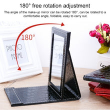Load image into Gallery viewer, Square Stand Leather Make Up Mirror Alligator Pattern Portable Cosmetic Mirror, Black L 18x25.5x1.6CM, Black M15x20.5x1.6CM, Black S 12x17.5x1.6CM, Brown L 18x25.5x1.6CM, Brown M15x20.5x1.6CM, Brown S 12x17.5x1.6CM, Red L 18x25.5x1.6CM, Red M15x20.5x1....