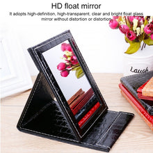 Load image into Gallery viewer, Square Stand Leather Make Up Mirror Alligator Pattern Portable Cosmetic Mirror, Black L 18x25.5x1.6CM, Black M15x20.5x1.6CM, Black S 12x17.5x1.6CM, Brown L 18x25.5x1.6CM, Brown M15x20.5x1.6CM, Brown S 12x17.5x1.6CM, Red L 18x25.5x1.6CM, Red M15x20.5x1....