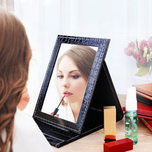 Load image into Gallery viewer, Square Stand Leather Make Up Mirror Alligator Pattern Portable Cosmetic Mirror, Black L 18x25.5x1.6CM, Black M15x20.5x1.6CM, Black S 12x17.5x1.6CM, Brown L 18x25.5x1.6CM, Brown M15x20.5x1.6CM, Brown S 12x17.5x1.6CM, Red L 18x25.5x1.6CM, Red M15x20.5x1....