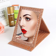 Load image into Gallery viewer, Square Stand Leather Make Up Mirror Alligator Pattern Portable Cosmetic Mirror, Black L 18x25.5x1.6CM, Black M15x20.5x1.6CM, Black S 12x17.5x1.6CM, Brown L 18x25.5x1.6CM, Brown M15x20.5x1.6CM, Brown S 12x17.5x1.6CM, Red L 18x25.5x1.6CM, Red M15x20.5x1....