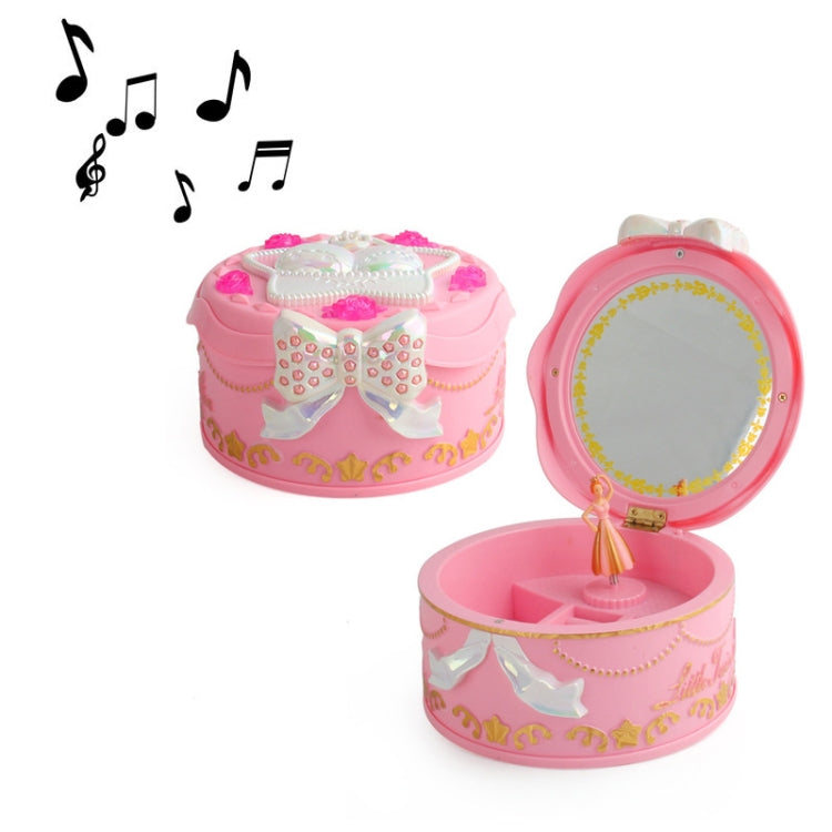 Cute Plastic Rotating Dance Ballet Music Box Children Toys Home Decorations, White, Pink