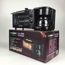 Load image into Gallery viewer, 3 in 1 Electric Breakfast Machine Multifunction Coffee Maker + Frying Pan + Mini Oven  Household Bread Pizza Oven, 3 in 1 Multifunction Coffee Maker